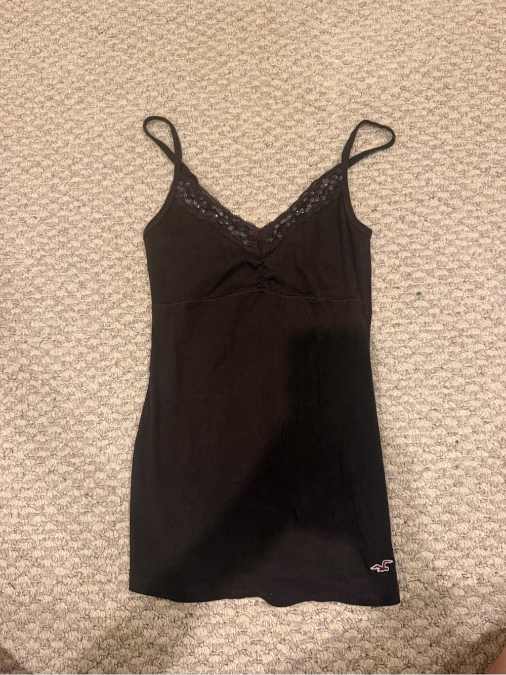 Hollister Brown Lace-Trim Glitter Tank Camisole